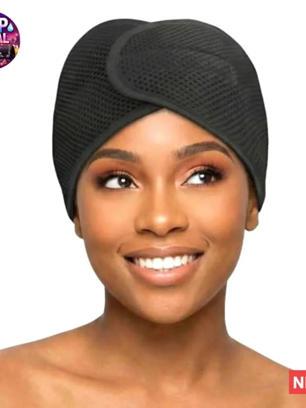 Olive Oil + Vitamin E Treated Mesh Foam Hair Wrap, Adjustable Headband for